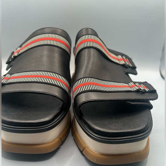 Sorel Joanie III Leather Chunky Platform Slide Sandals Black Gum Size: 11 - Picture 11 of 12